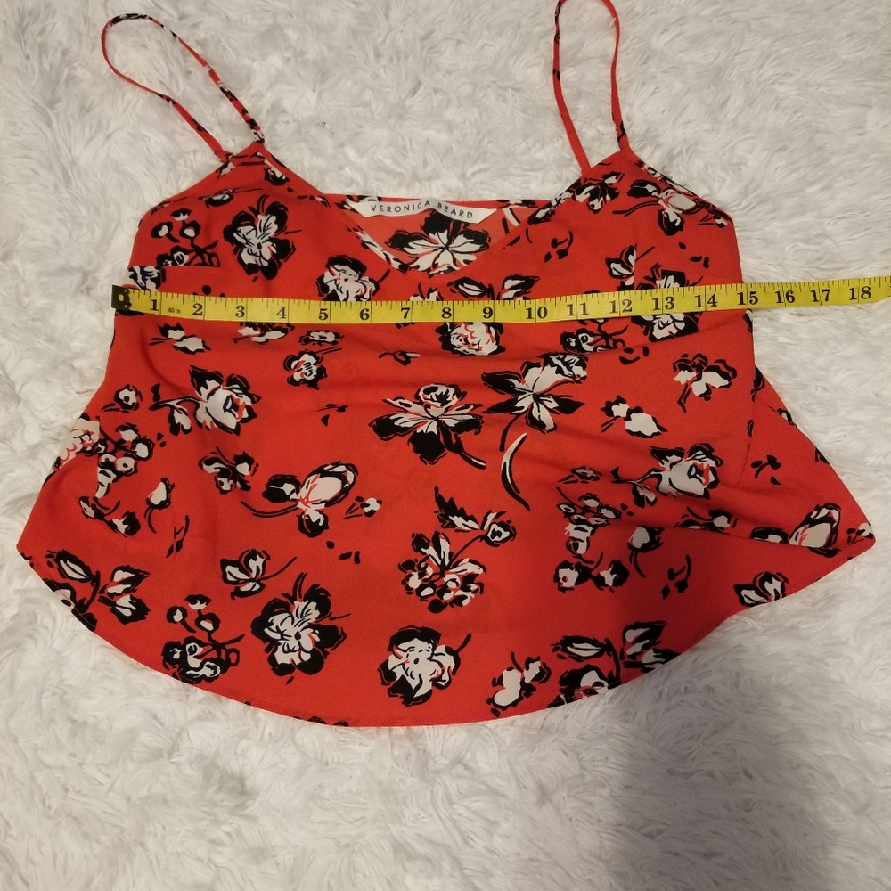 Verónica Beard Antonette Silk Floral Cami Top Color Red/Black - Picture 4 of 9